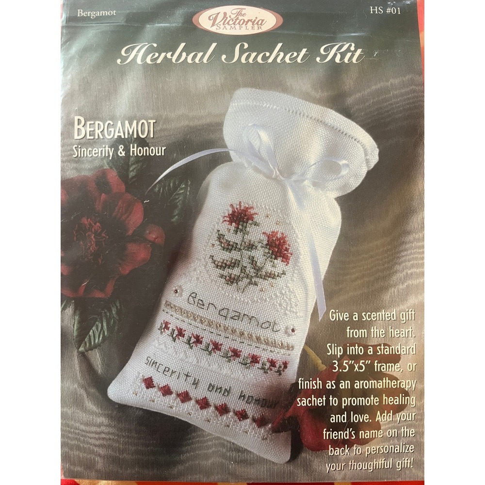 The Victoria Sampler Bergamot Herbal Sachet Cross Stitch Kit HS #01 Thea Dueck